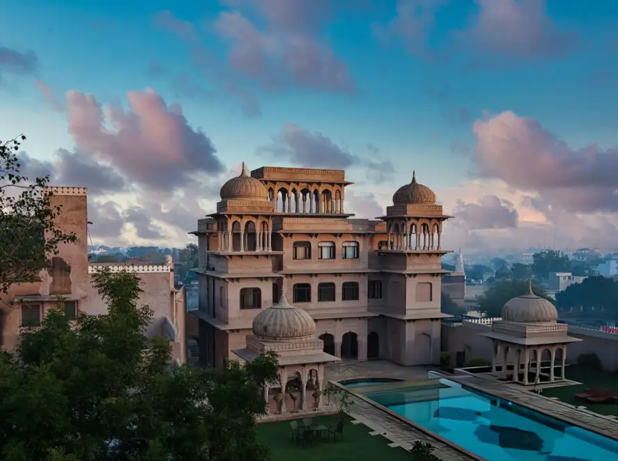 A boutique palace stay with luxurious architecture in Rajasthan, offering a unique experience as part of a Bespoke Luxury India Tour.