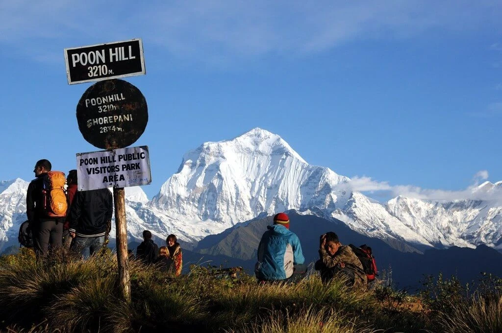A woman in winter gear smiles and points at a green sign marking "Dzongri Top (4,171 m)" in a snowy mountain landscape, with prayer flags and snow-covered peaks in the background.